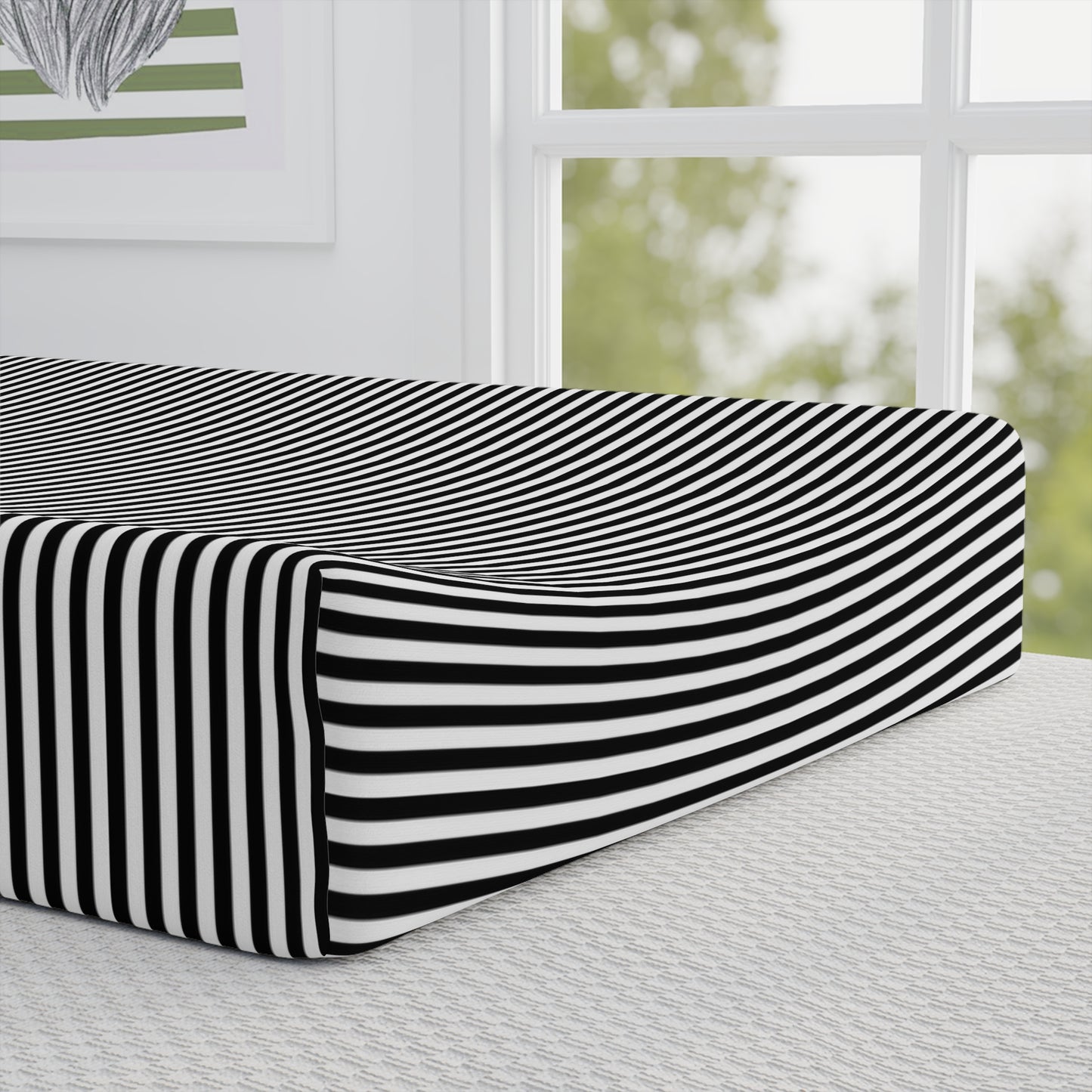 Classic Stripe Black & White Changing Pad Cover