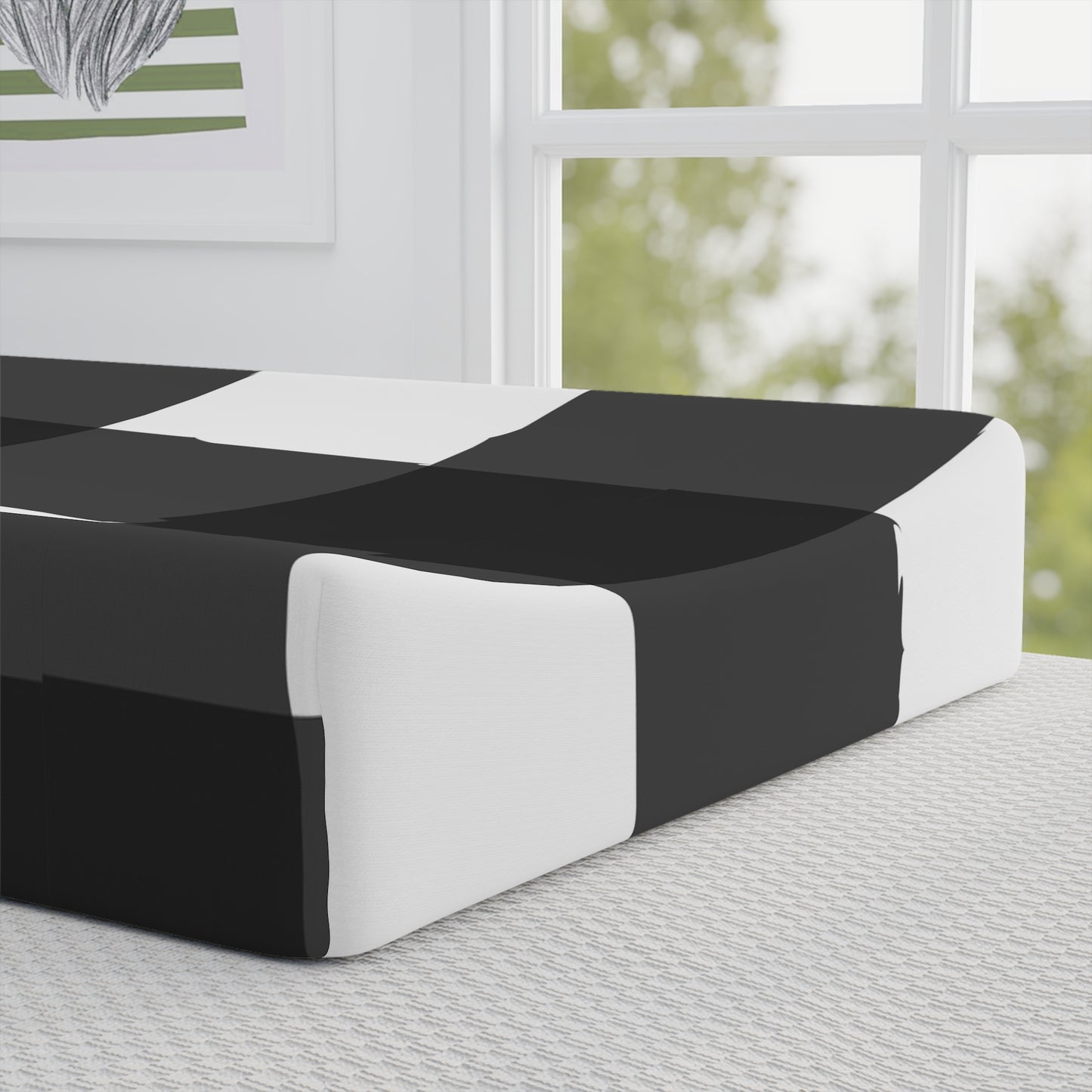 Charming Checkered: Black & White Baby Changing Pad Cover