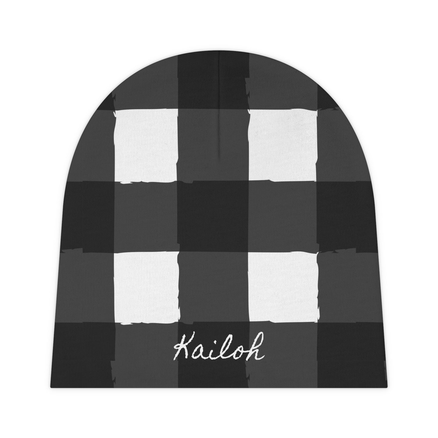 Personalized Charming Checkered: Black & White: Baby Beanie