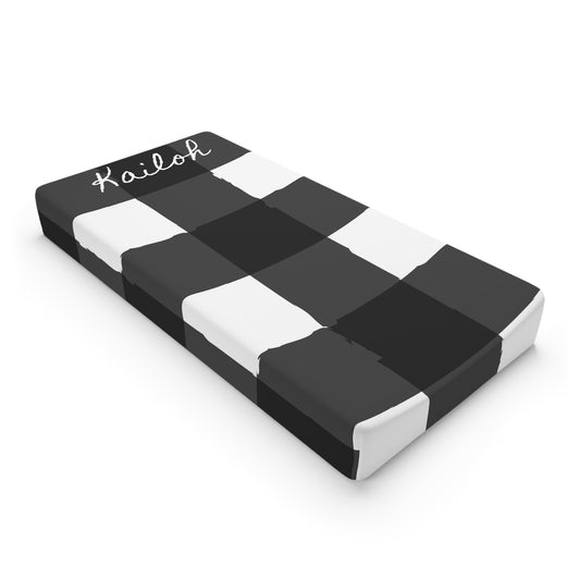 Charming Checkered: Black & White Baby Changing Pad Cover