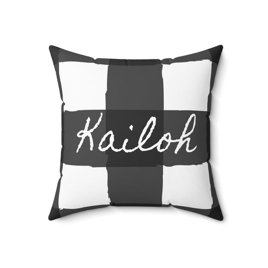 Personalized Charming Checkered: Black & White Square Pillow