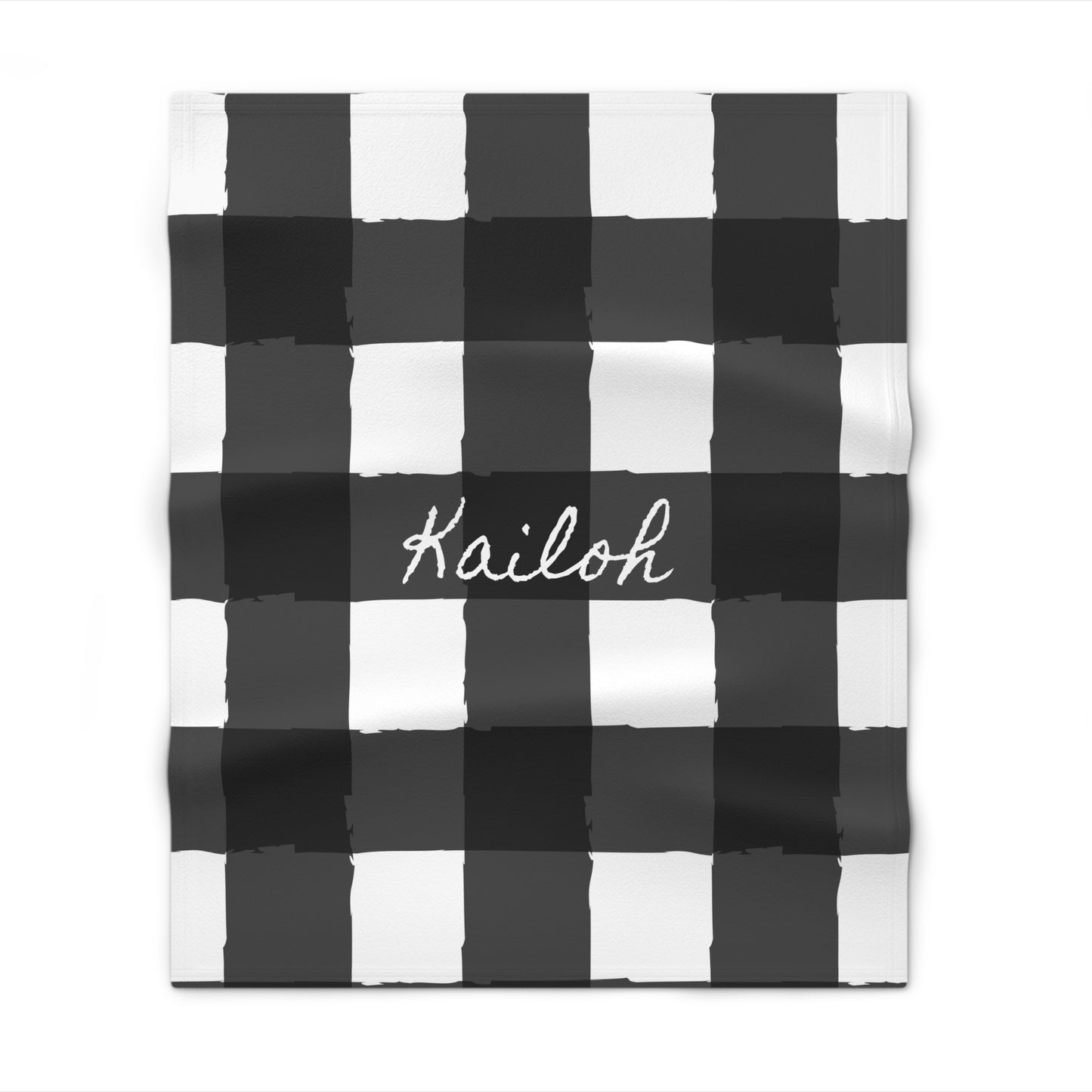 Personalized Charming Checkered: Black & White Kids Throw Blanket