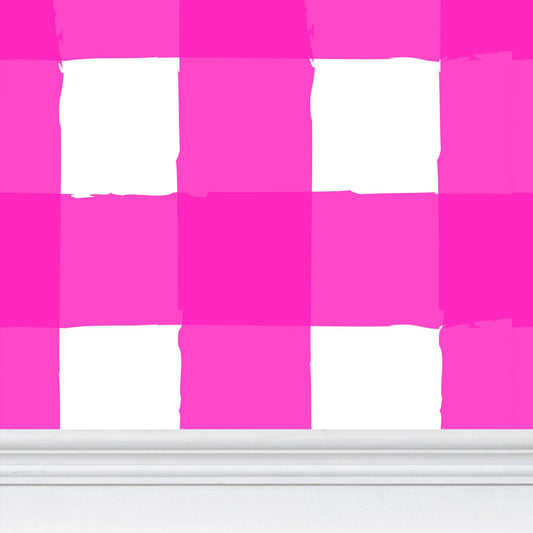 Charming Checkered: Hot Pink & White Wallpaper