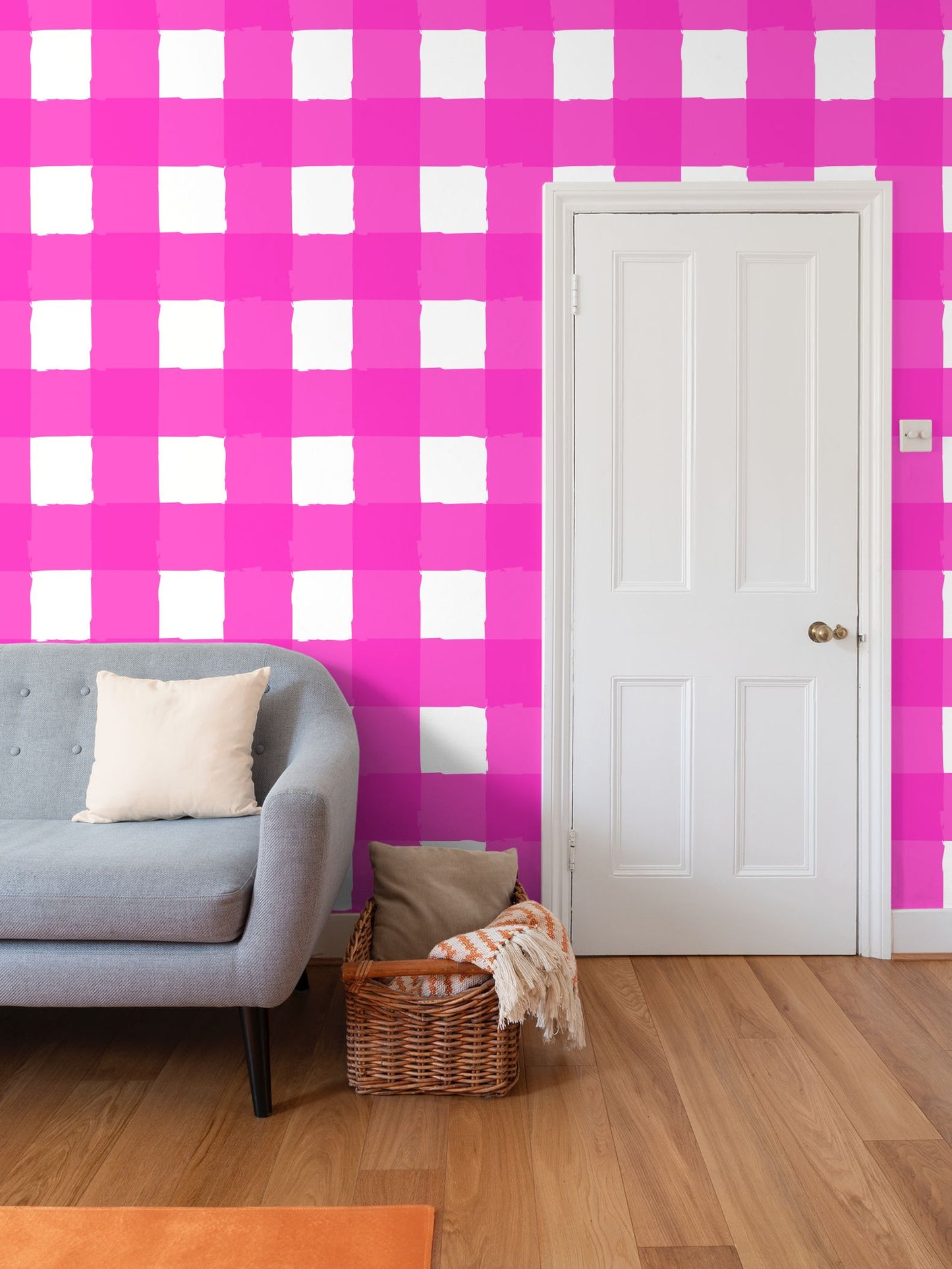 Charming Checkered: Hot Pink & White Wallpaper