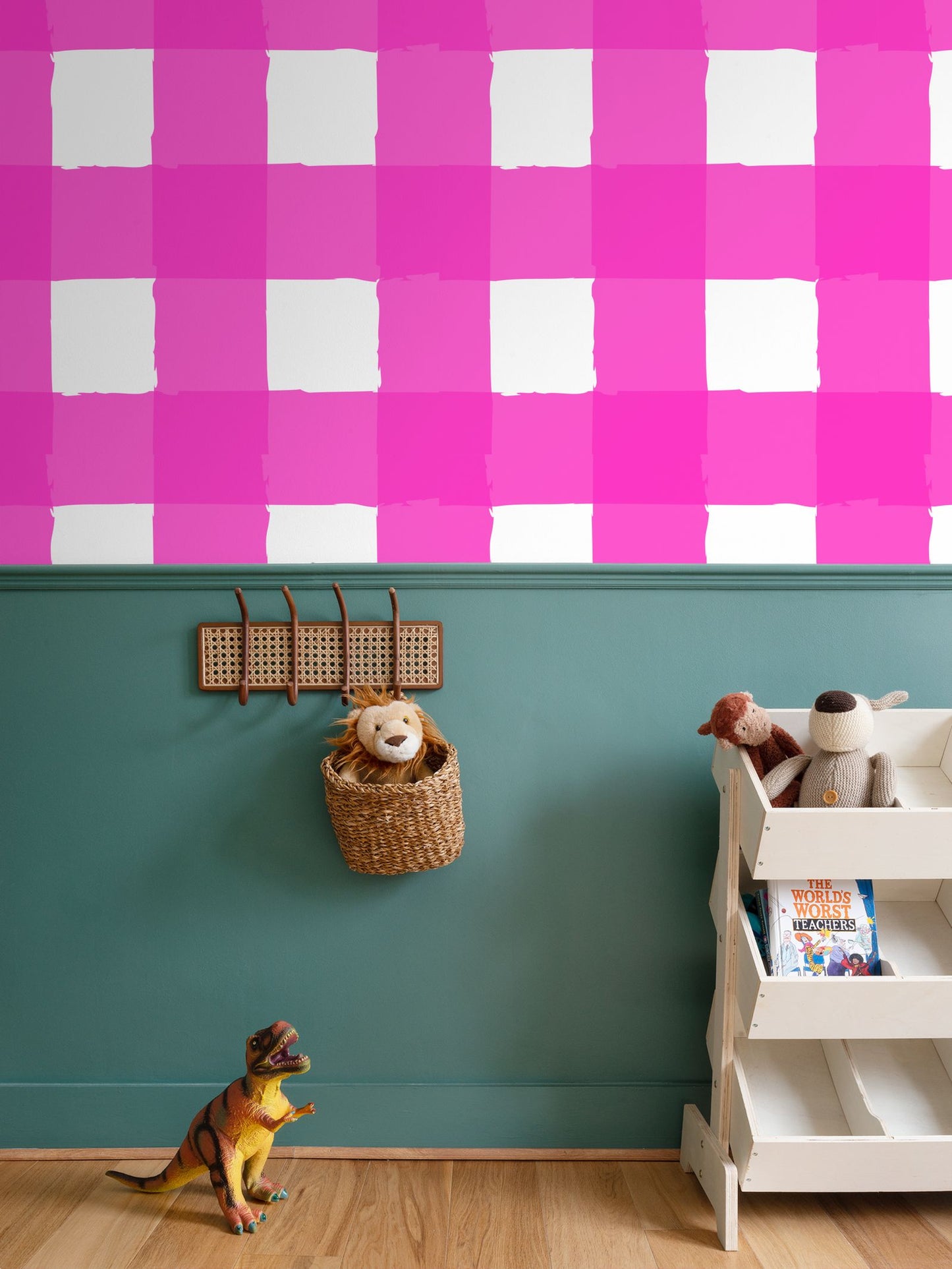 Charming Checkered: Hot Pink & White Wallpaper