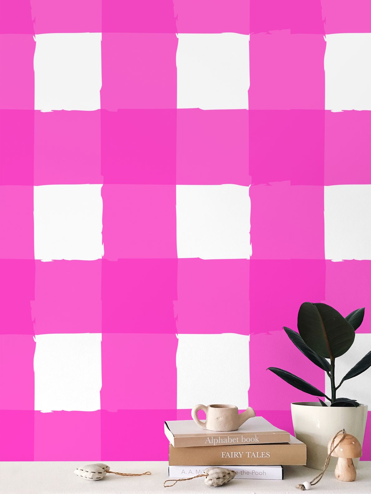 Charming Checkered: Hot Pink & White Wallpaper