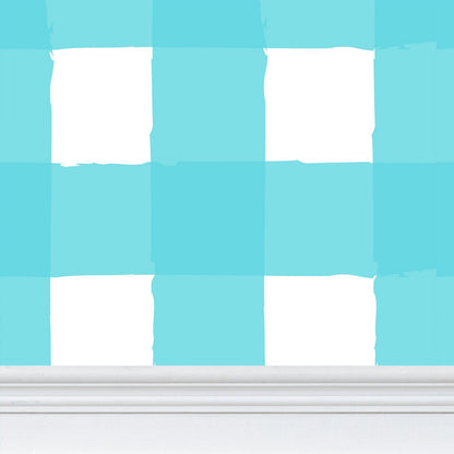 Charming Checkered: Aqua & White Wallpaper