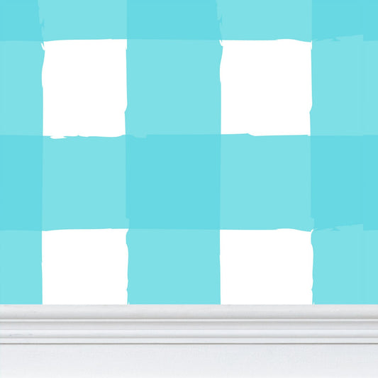Charming Checkered: Aqua & White Wallpaper