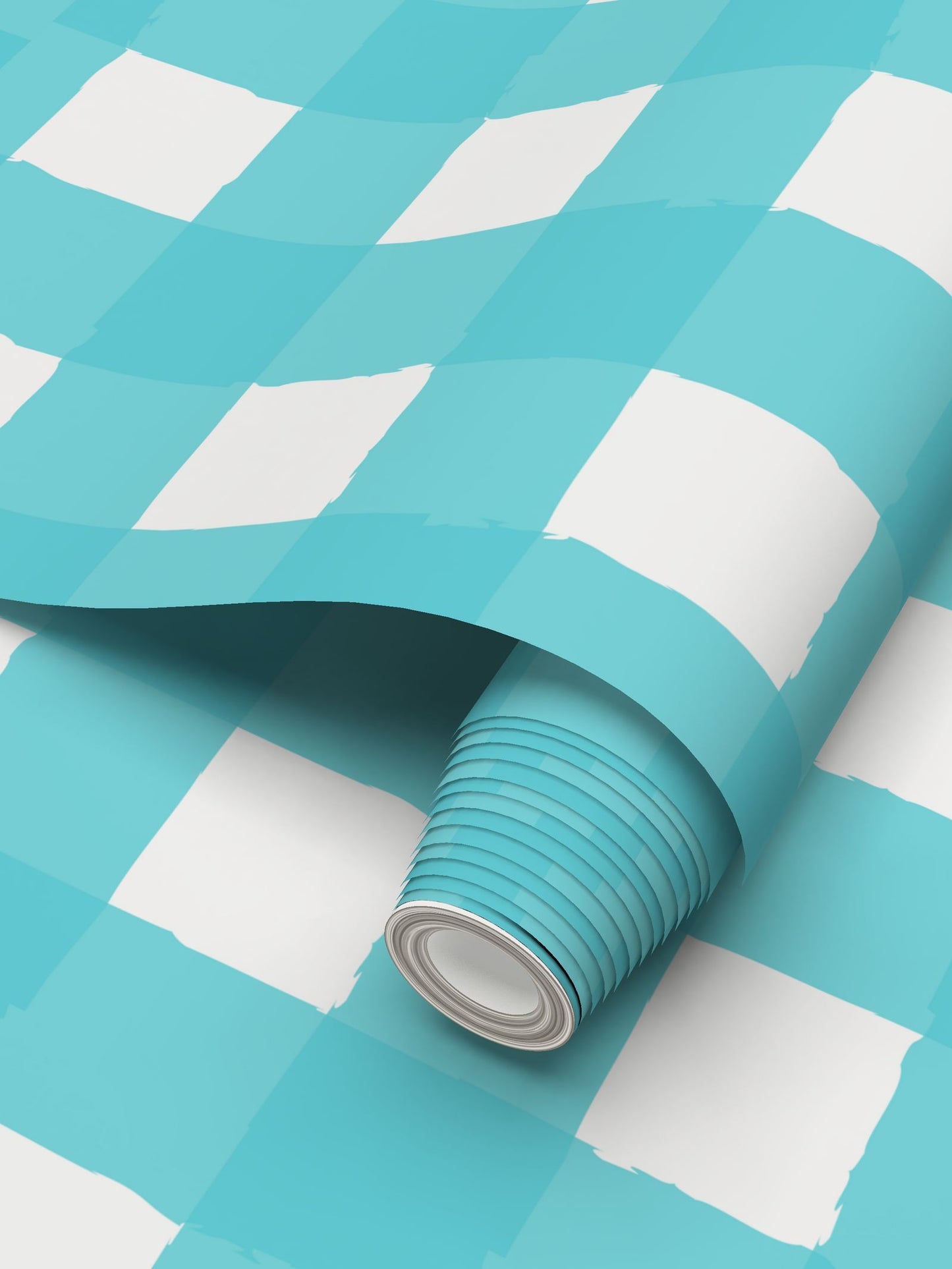 Charming Checkered: Aqua & White Wallpaper