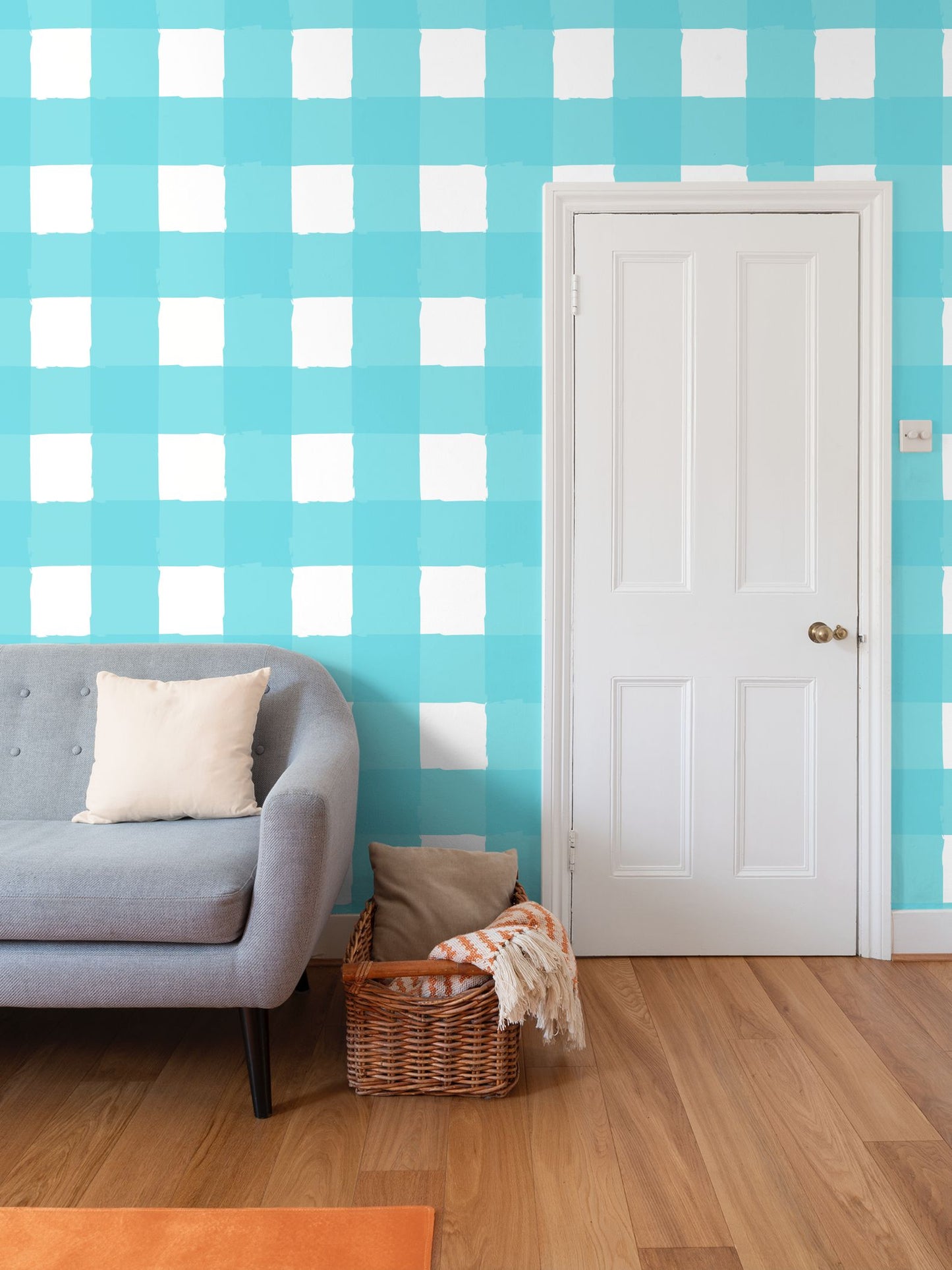 Charming Checkered: Aqua & White Wallpaper
