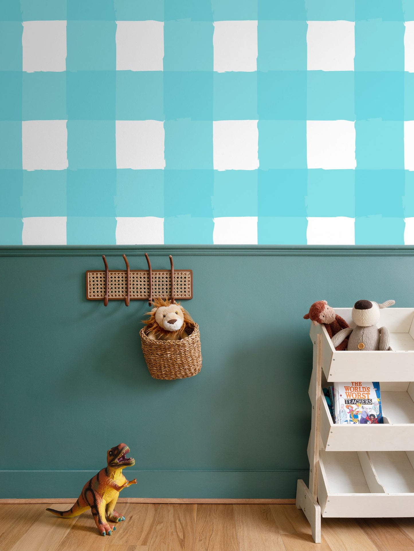 Charming Checkered: Aqua & White Wallpaper