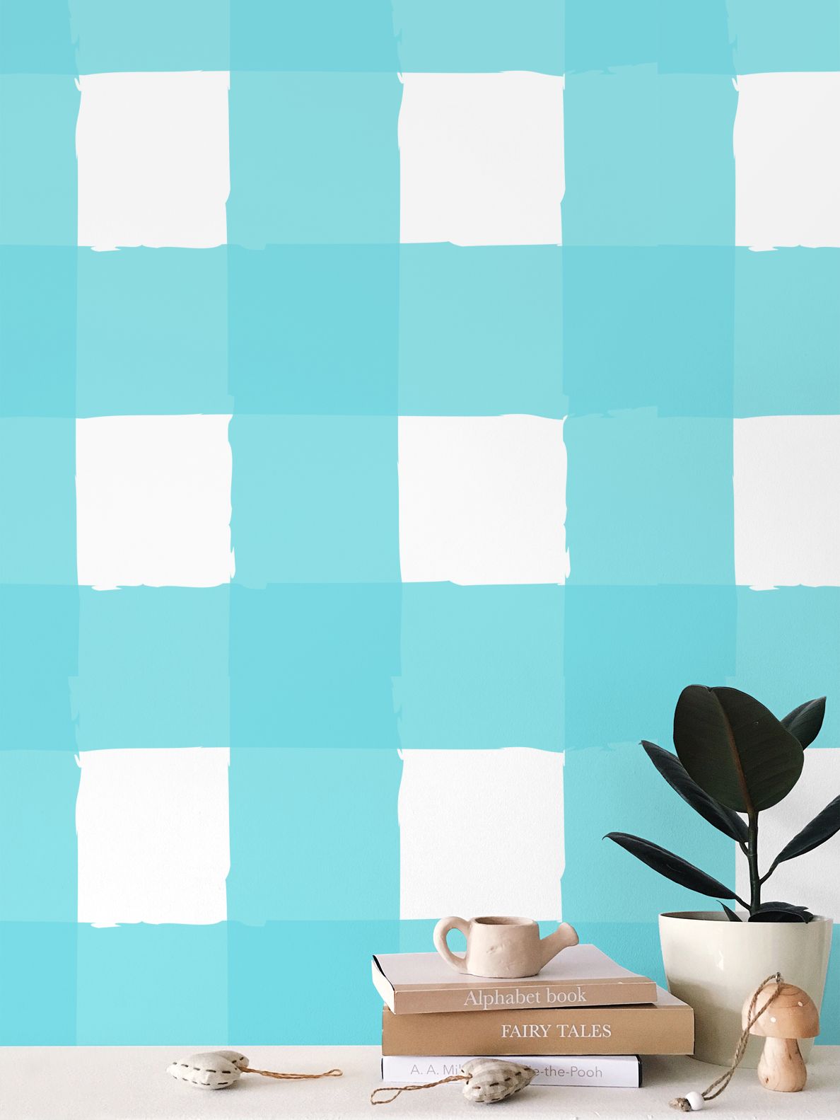 Charming Checkered: Aqua & White Wallpaper