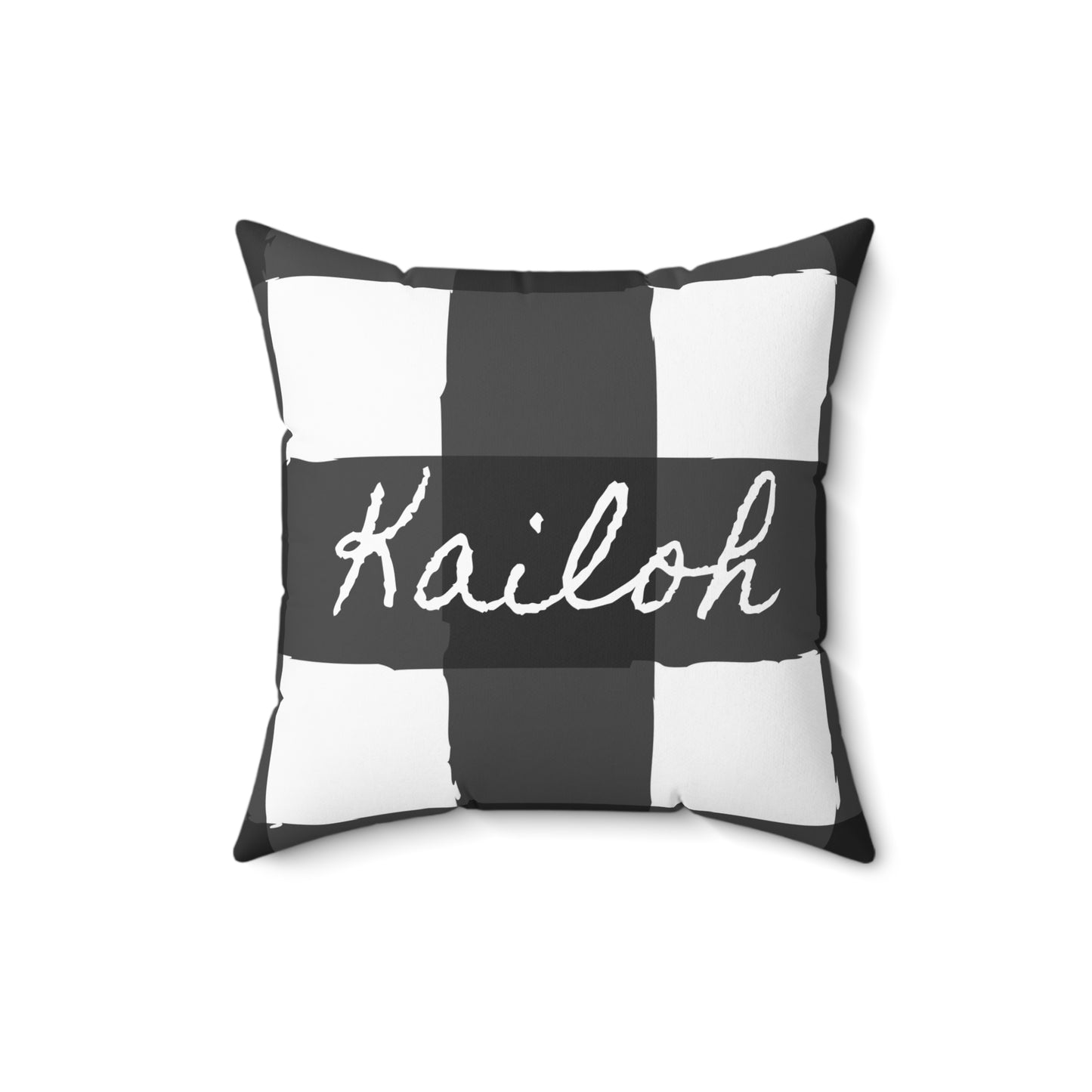 Personalized Charming Checkered: Black & White Square Pillow