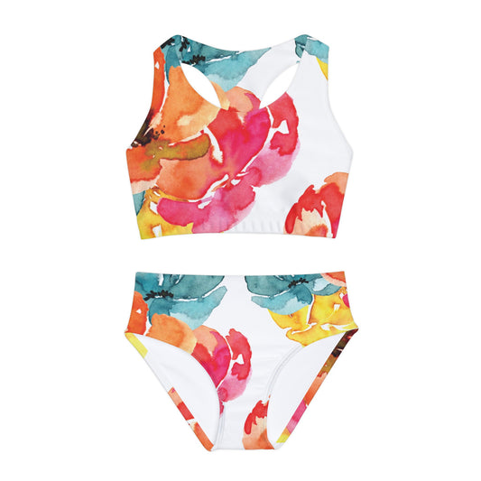 Flower Power Fun! Girls' Two-Piece Swimsuit - Splash into Style!