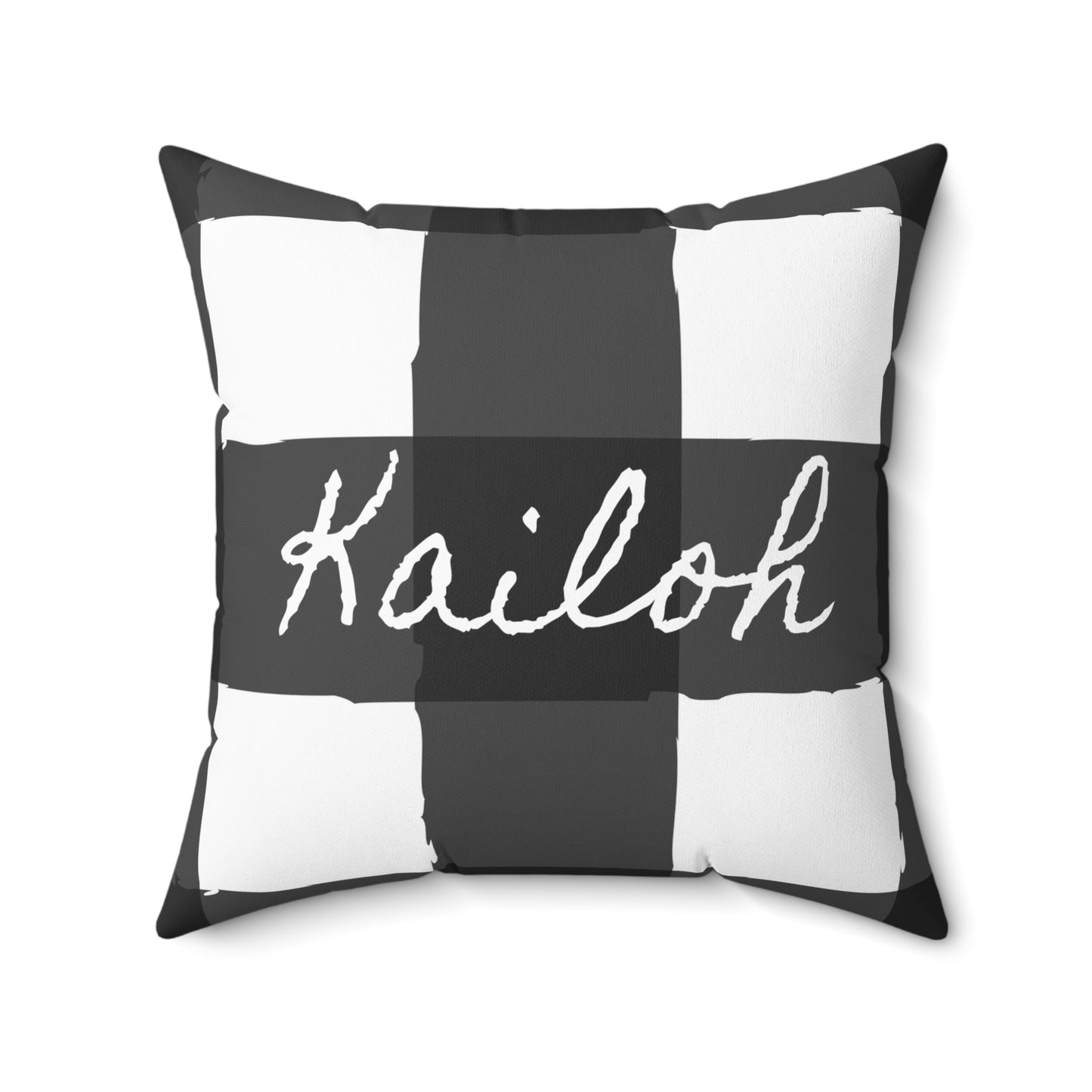 Personalized Charming Checkered: Black & White Square Pillow