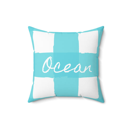 Perfectly Imperfect Aqua/White Square Pillow
