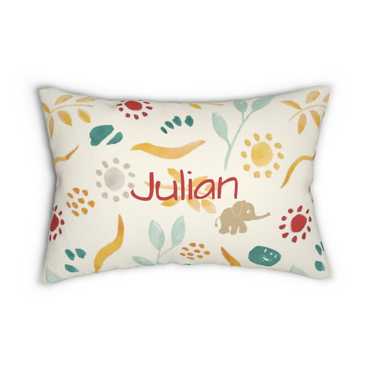 Oh Baby Personalized Lumbar Pillow – Elephant Garden