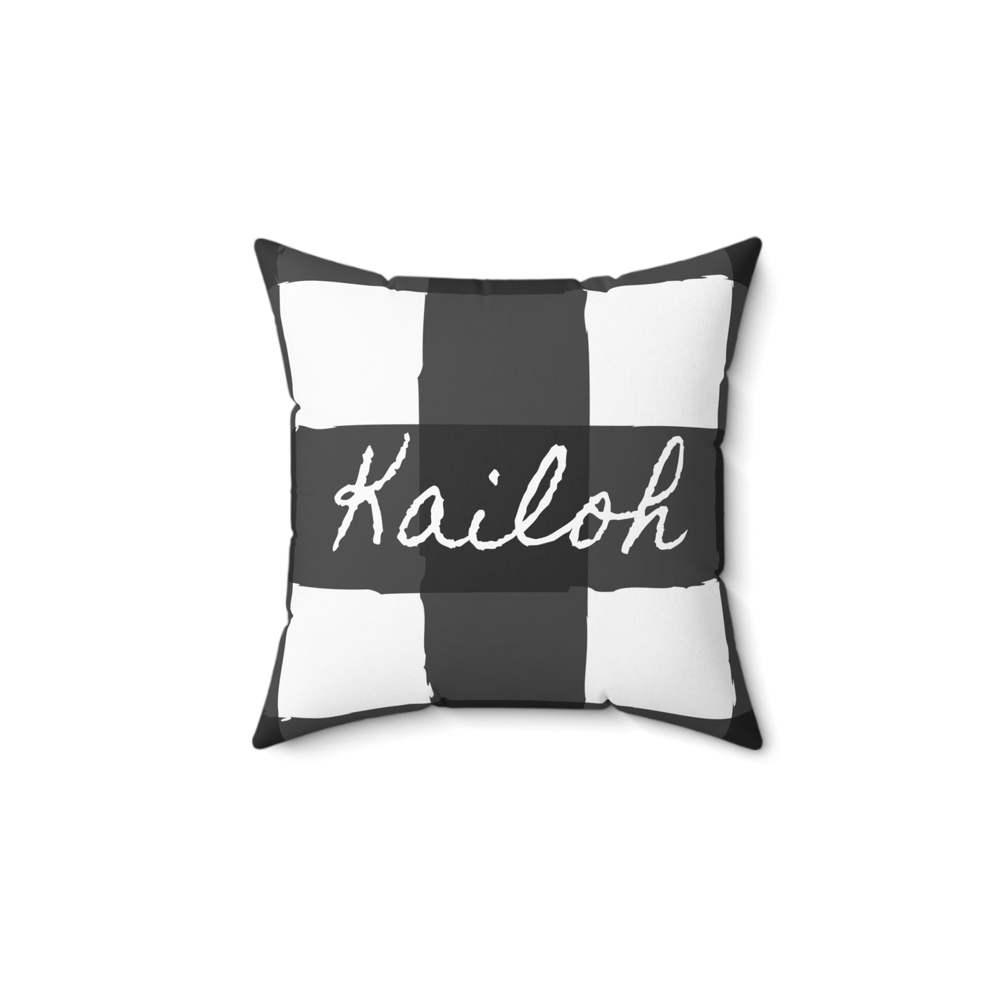 Personalized Charming Checkered: Black & White Square Pillow